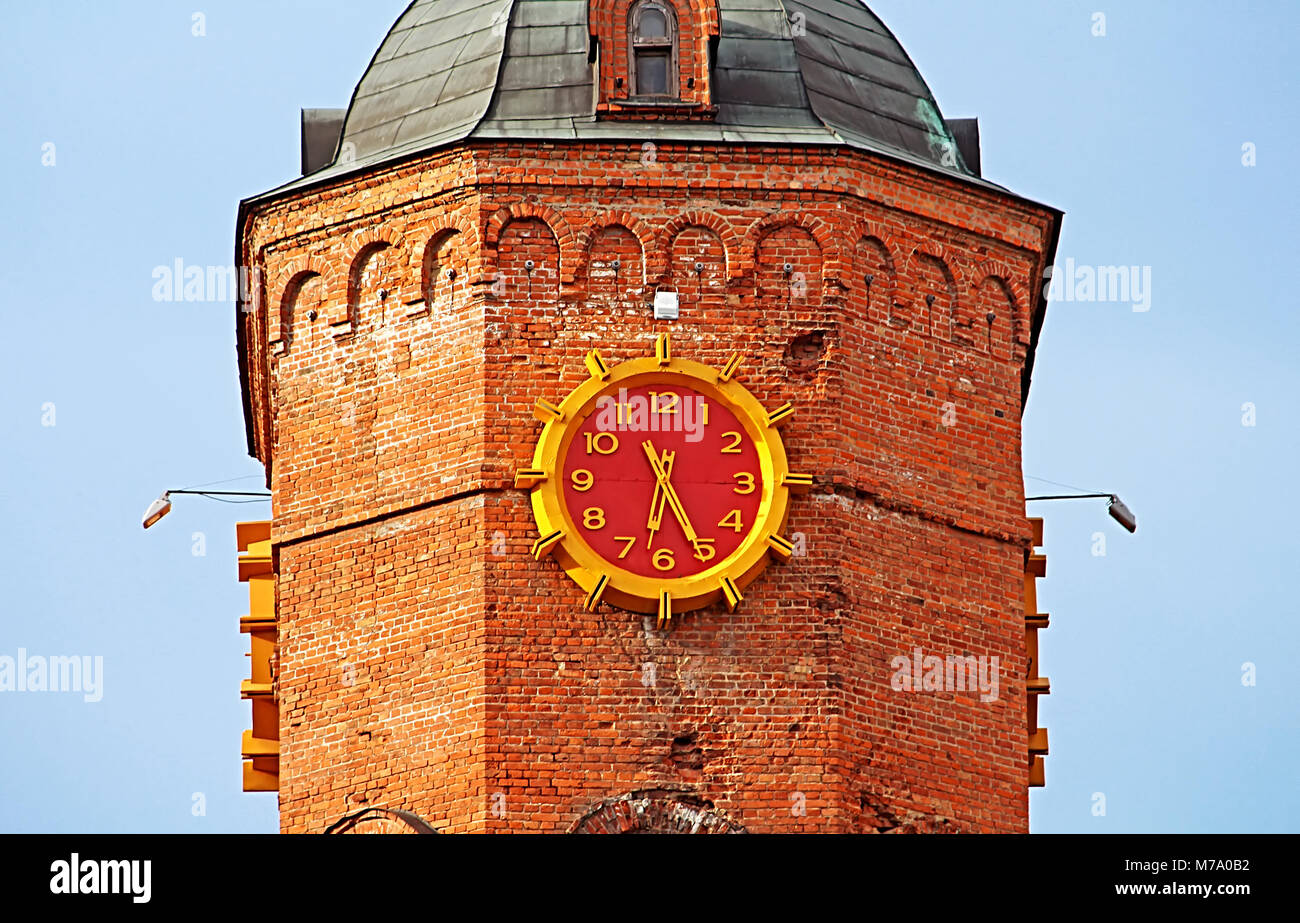 Old fire tower with clock (1911), Vinnytsia, Ukraine Stock Photo