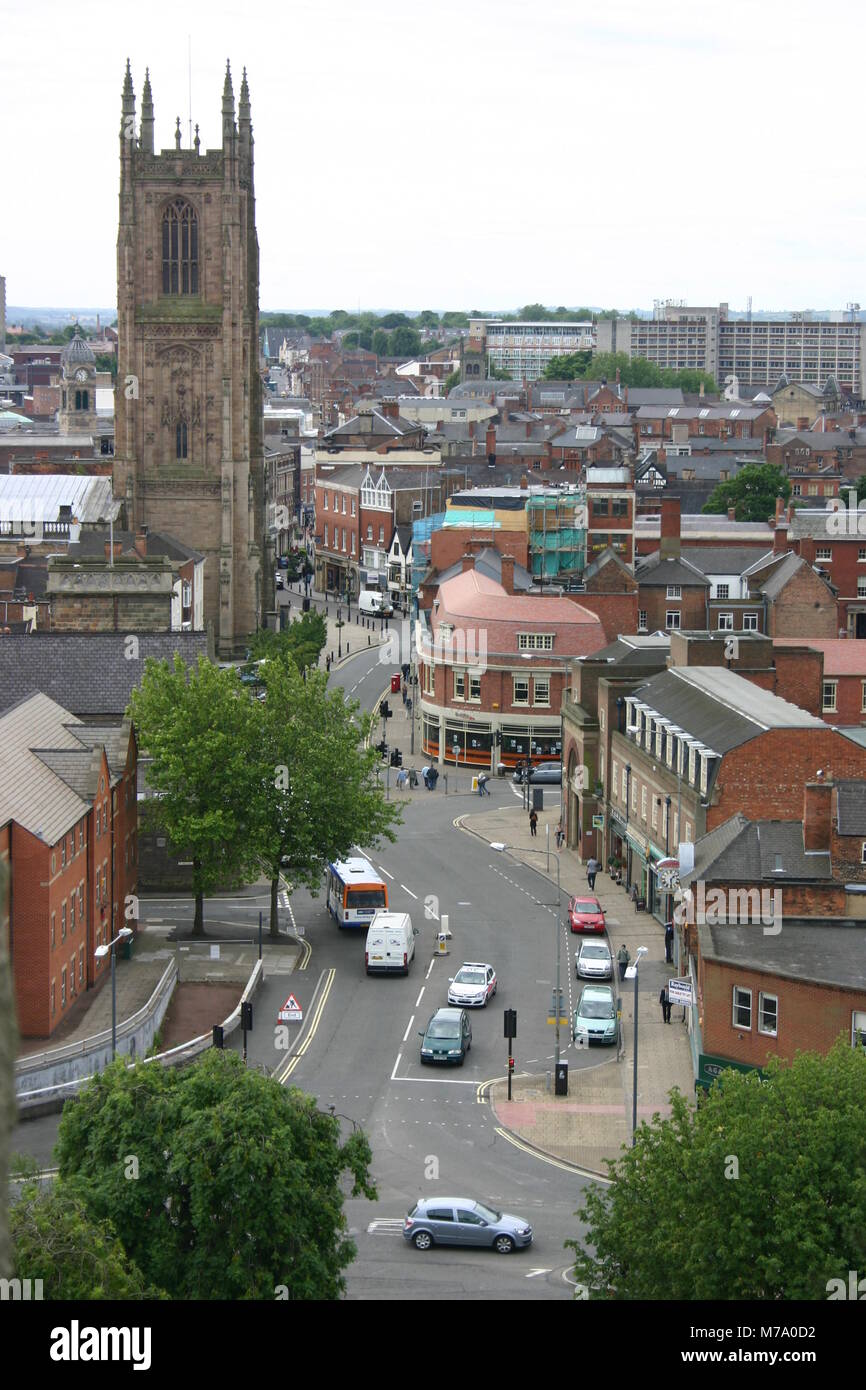 Aerial view of Derby city centre and the cathedral Stock Photo Alamy