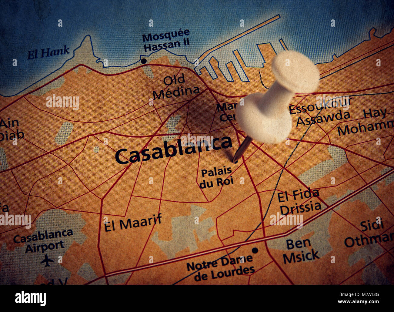 Casablanca destination in the map Stock Photo Alamy