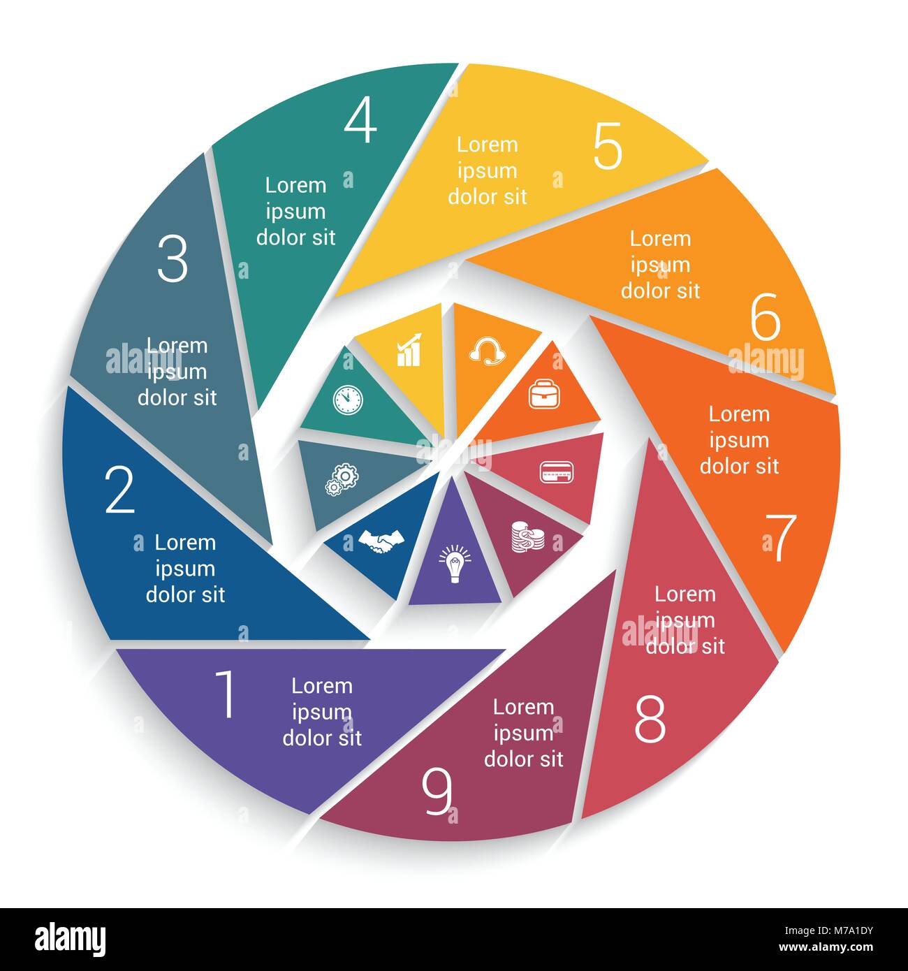 Infographic Business Pie chart vector design template for 9 options