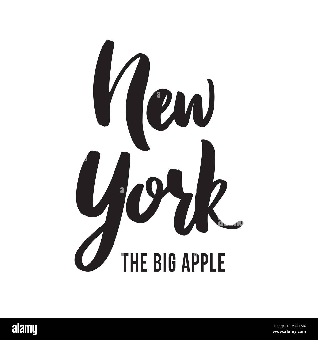 New york the Big Apple hand drawn lettering phrase isolated on the