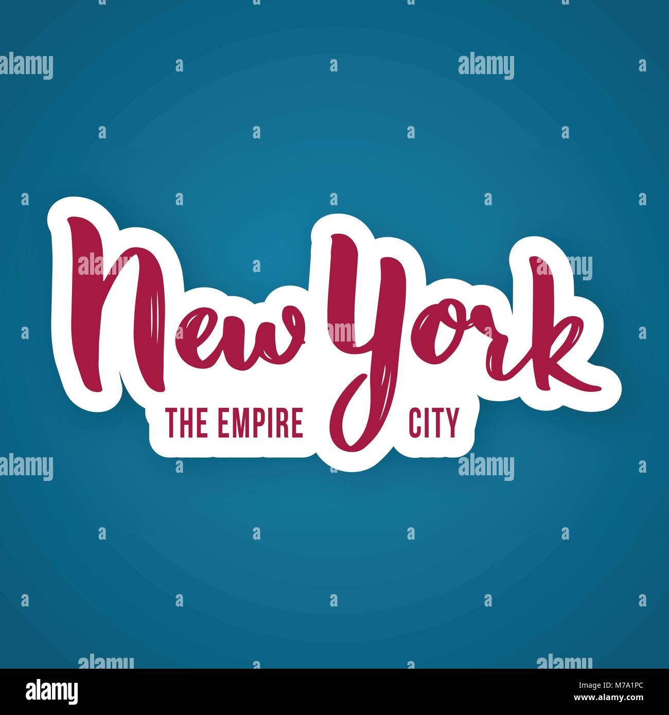 New york, the Empire City - hand drawn lettering phrase. Sticker made of paper with a shadow with text city. Vector illustration. Stock Vector