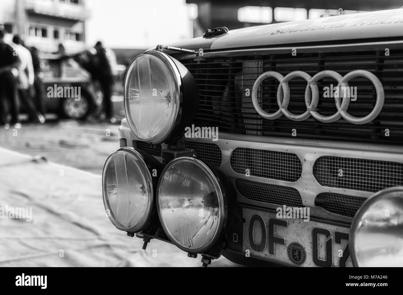 AUDI QUATTRO 1983 in old racing car rally historical race Stock Photo