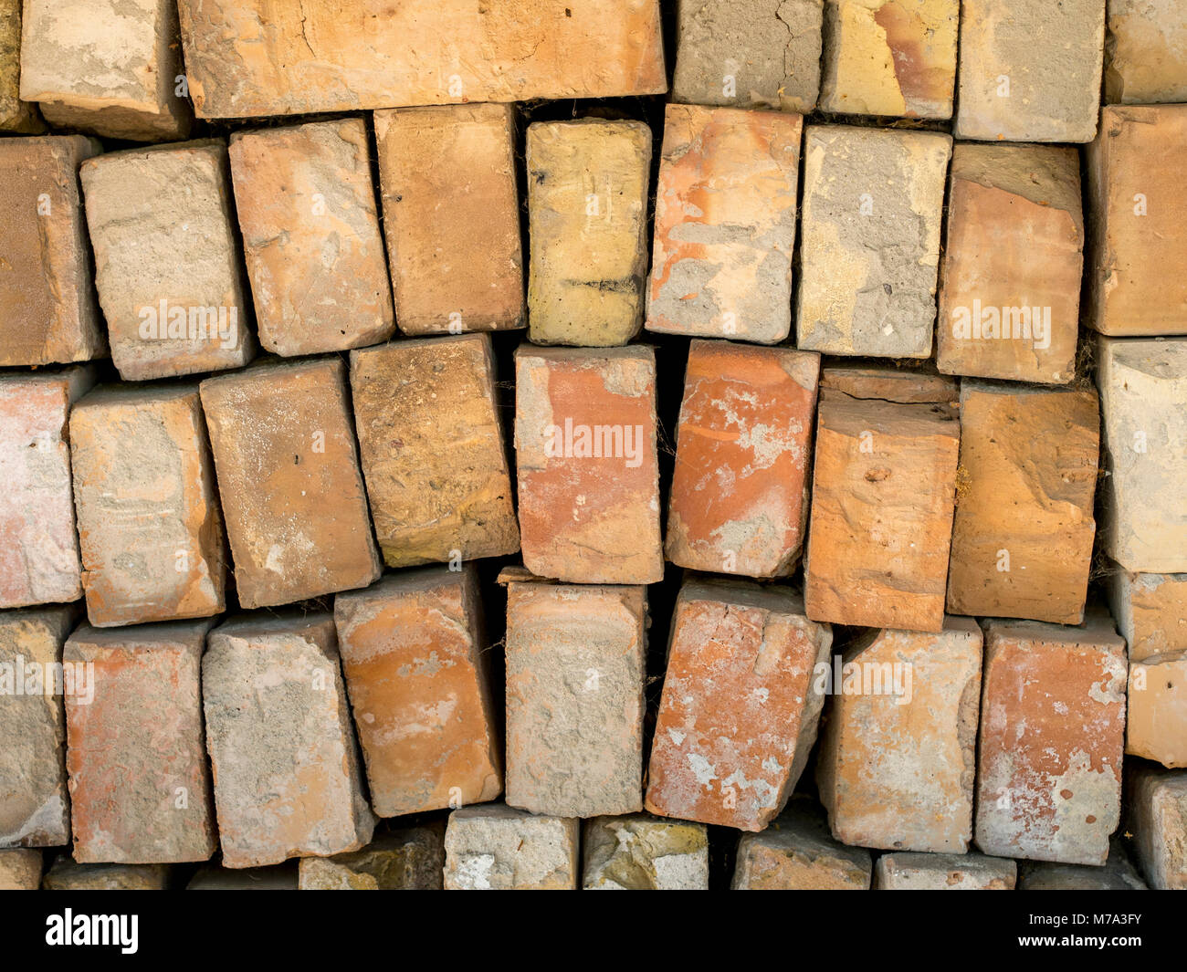 Stacked red bricks Stock Photo