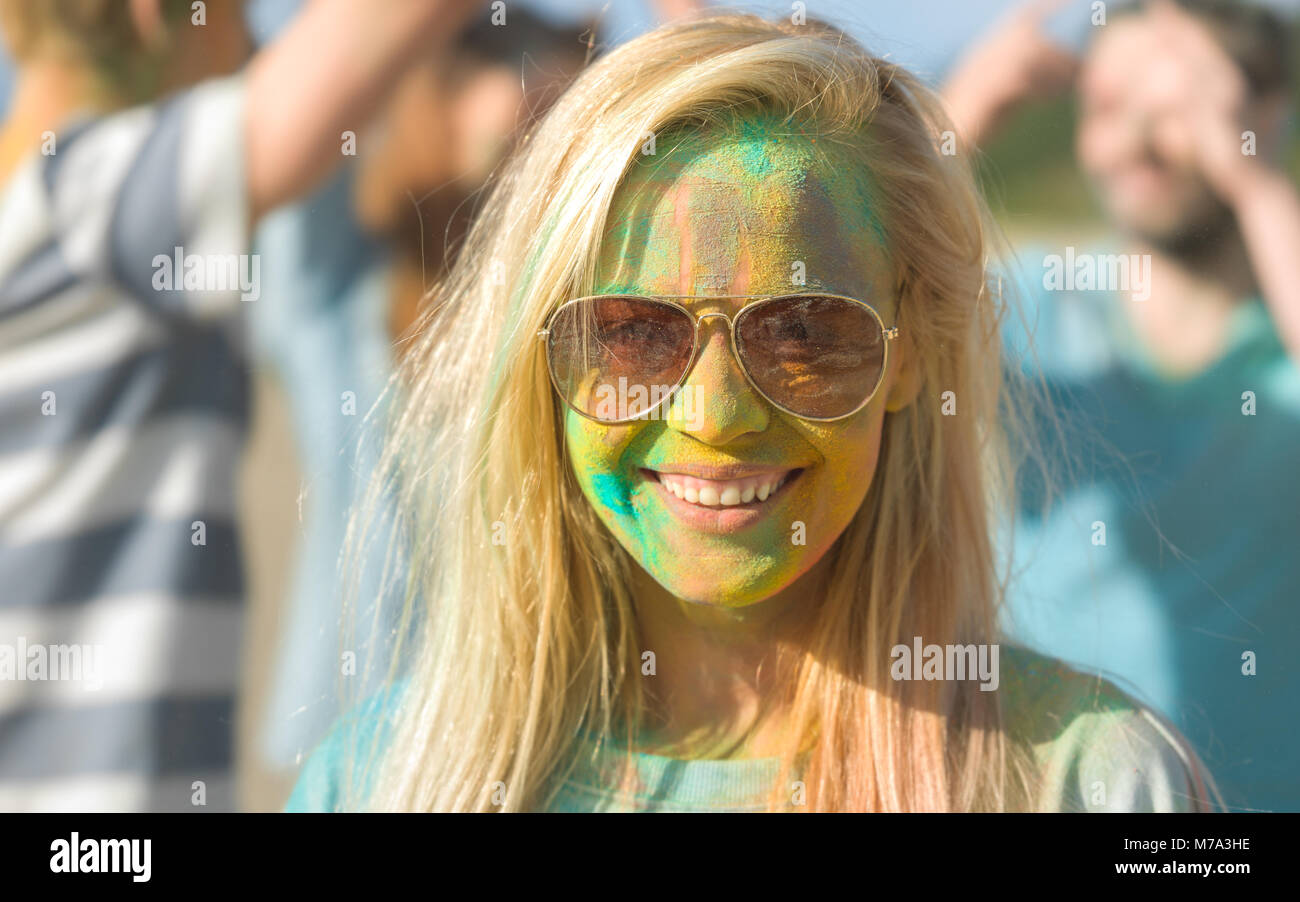 Girl At Holi Festival Stock Photos Girl At Holi Festival Stock