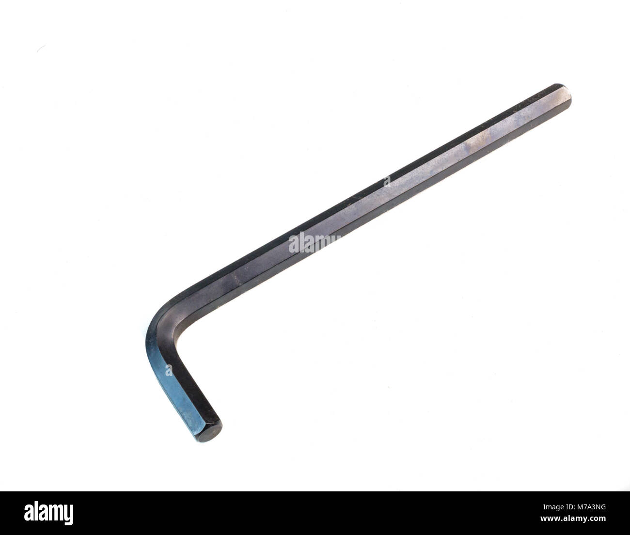Black steel allen wrench on white background Stock Photo Alamy