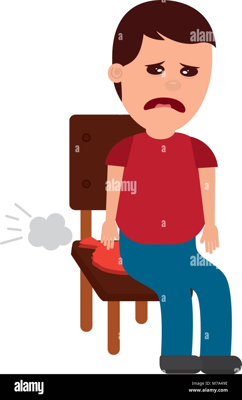 sad man sitting in chair with whoopee cushion Stock Vector
