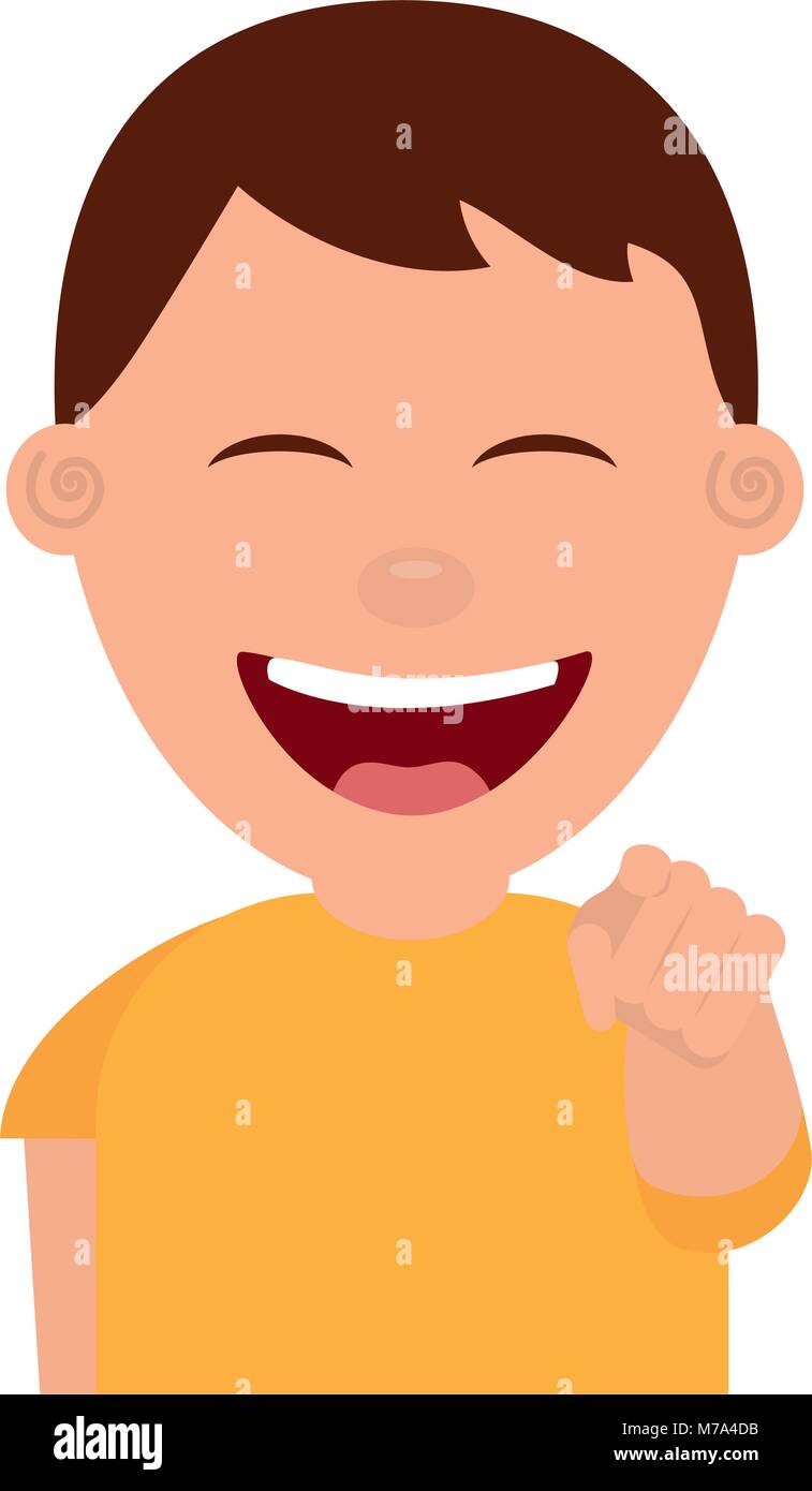 portrait of happy young teenager boy smiling pointing with finger Stock Vector