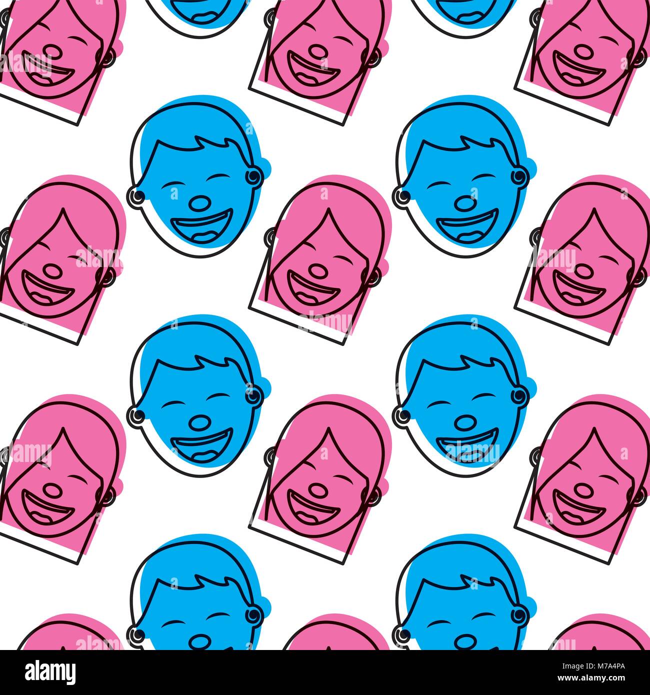 pattern faces smiling happy boys and girls Stock Vector Image & Art - Alamy