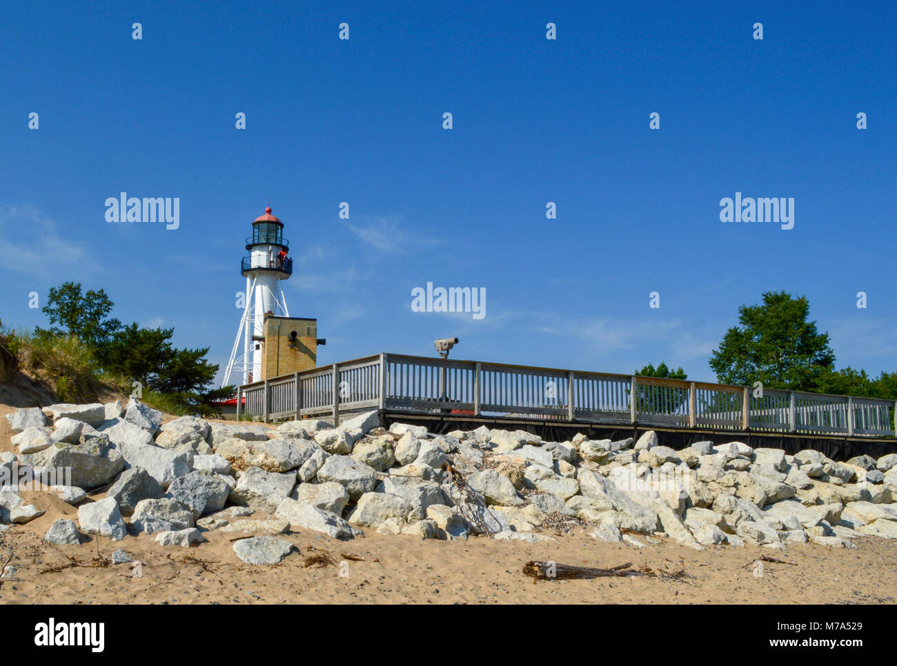 Lighthouse at Whitefish Point, michigan Stock Photo Alamy