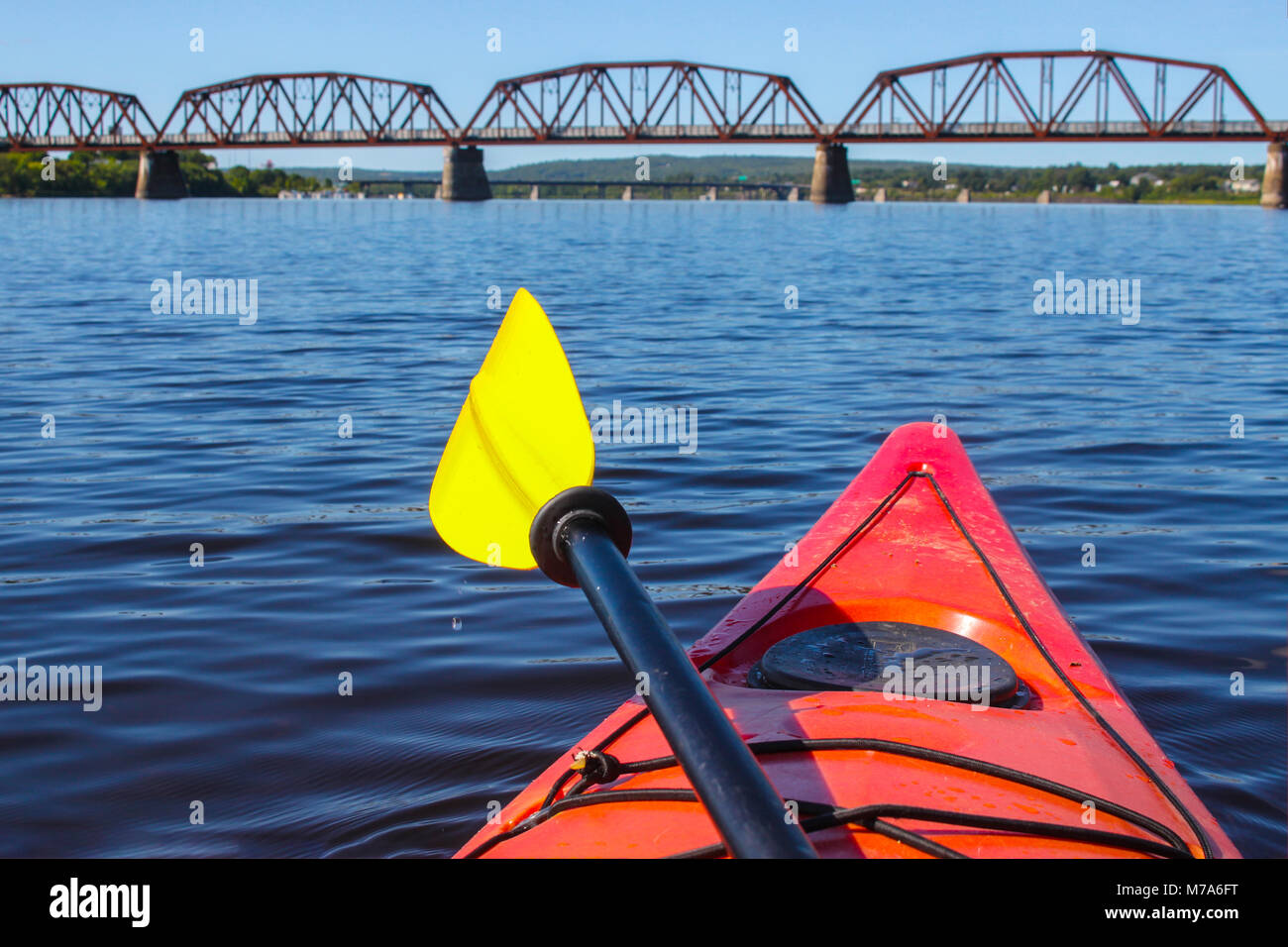 Kayak on the Saint John River near downtown Fredericton, New Brunswick