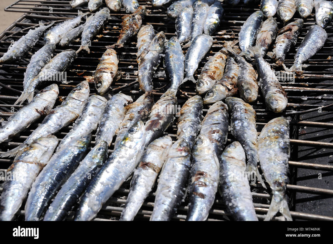 Grilled sardines. Setúbal, Portugal Stock Photo