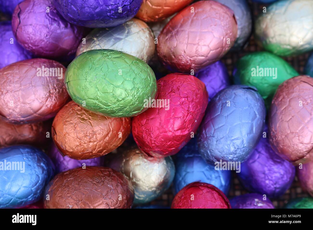 Close up of chocolate easter eggs Stock Photo Alamy