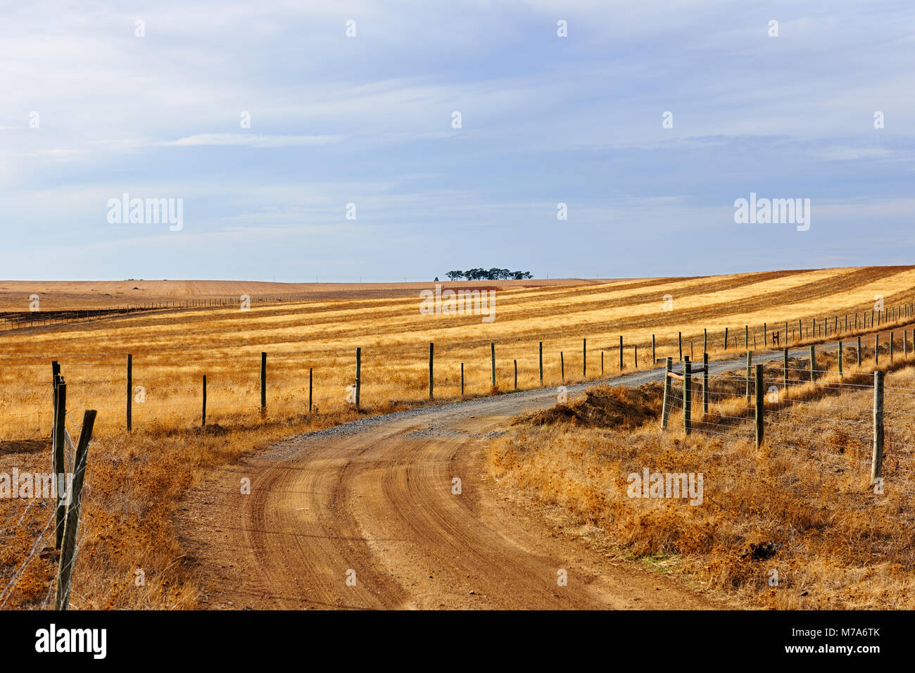 The vast Alentejo plain after harvest, near Castro Verde, Portugal Stock Photo
