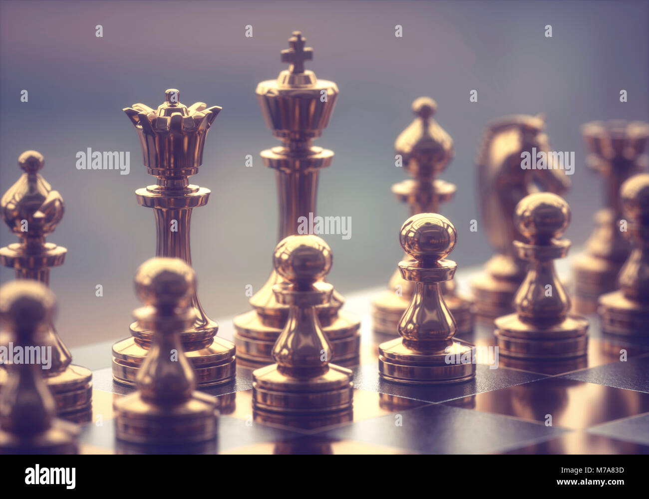 Chessboard with chess pieces isolated. Sports, fitness and game symbol  icon. 3d Render illustration. 27314371 PNG