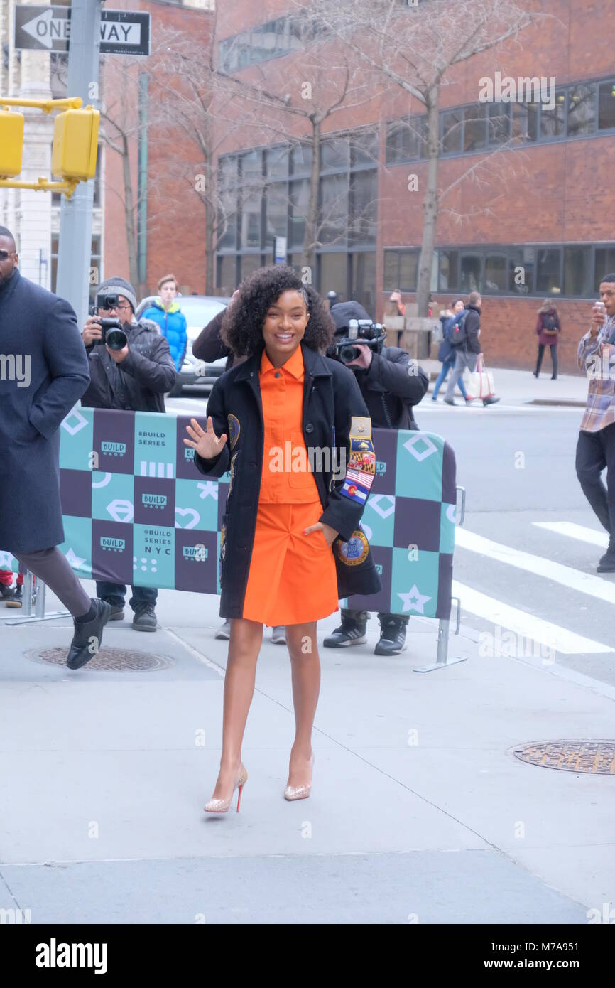 Yara Shahidi arrives outside the AOL Build studios Featuring: Yara