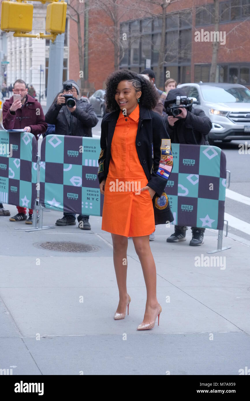 Yara Shahidi arrives outside the AOL Build studios Featuring: Yara