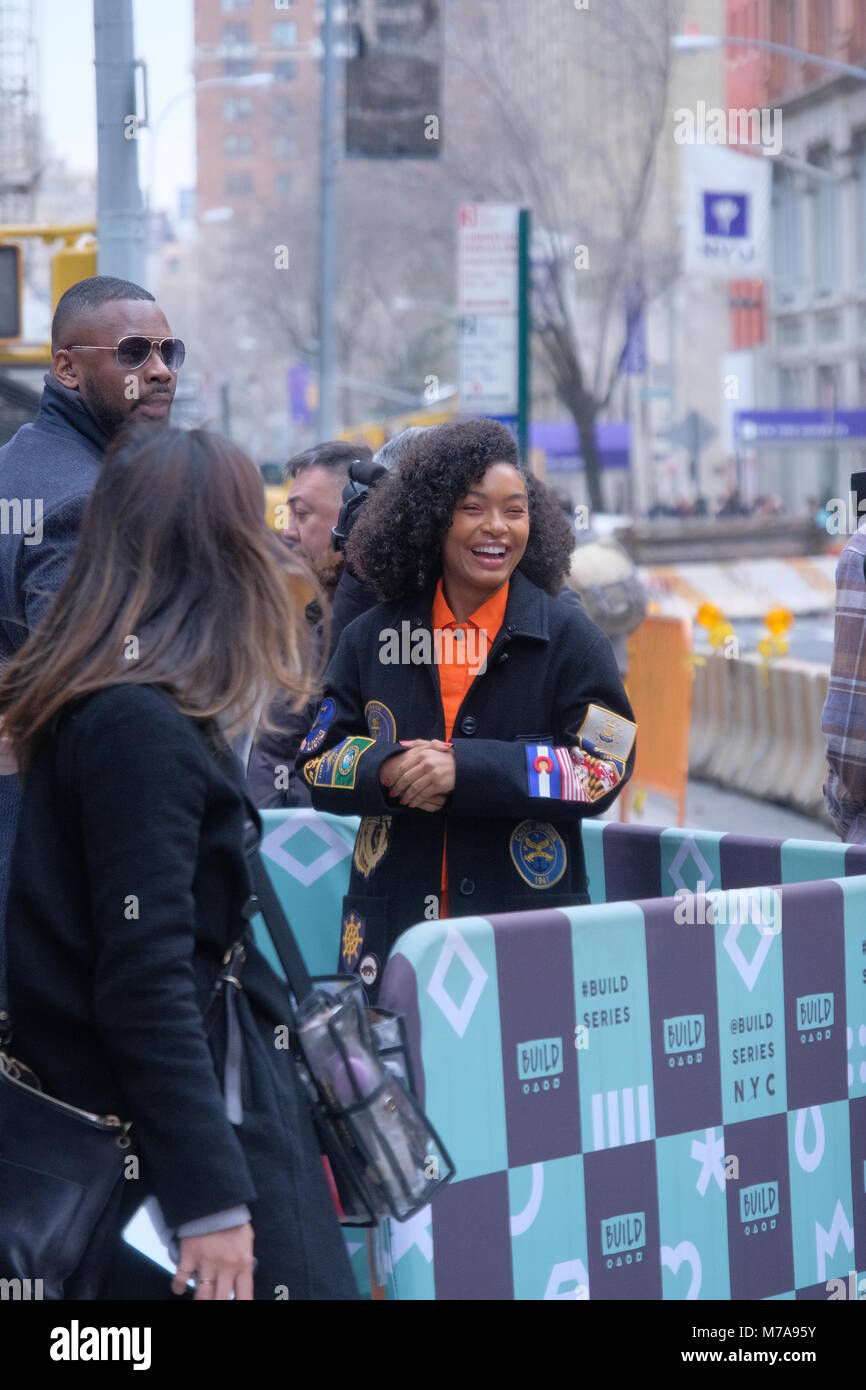 Yara Shahidi arrives outside the AOL Build studios Featuring: Yara