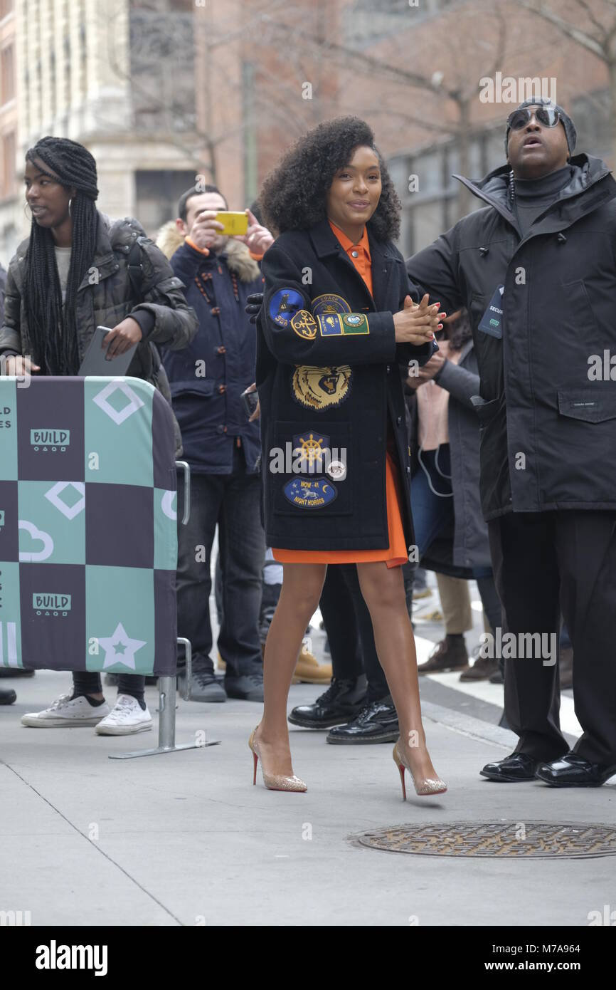 Yara Shahidi arrives outside the AOL Build studios Featuring: Yara