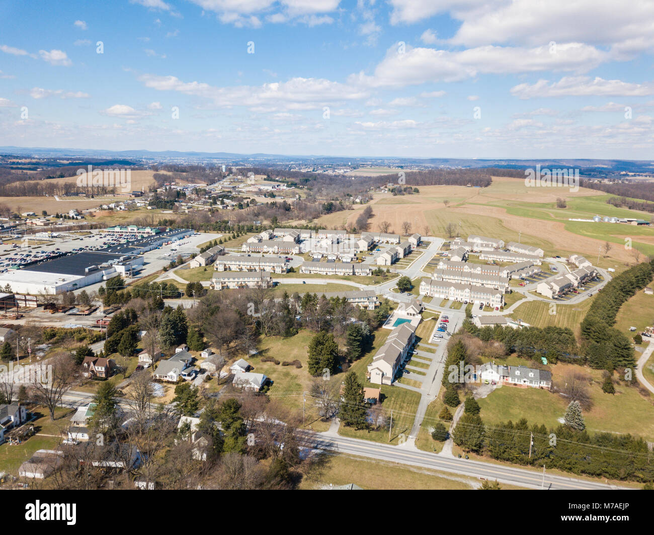 Aerial of Rural Farmland and Suburbs in Red Lion, Pennsylvania Stock Photo Alamy