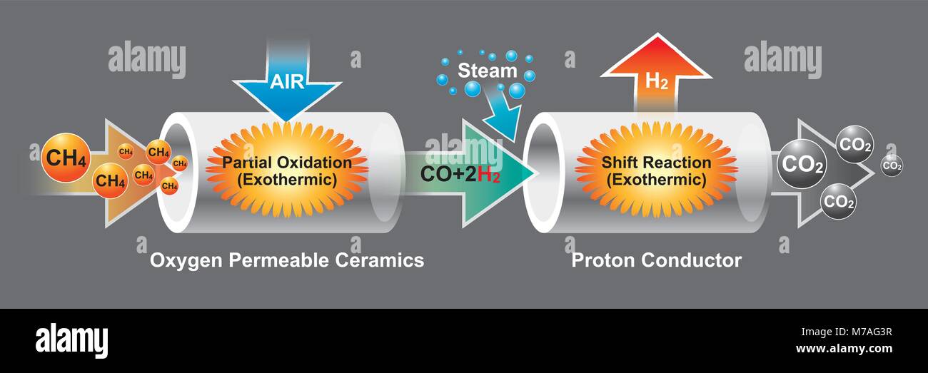 The oxygen permeable ceramics is a mixed ionic and electronic conductor which can conduct oxygen ion and electron, simultaneously. Info graphic vector Stock Vector