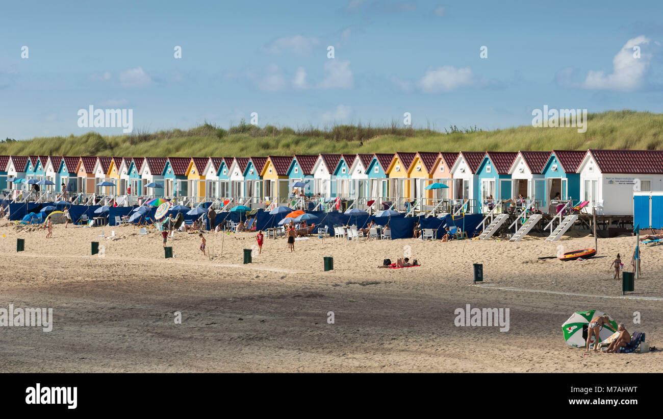 Beach houses on the beach of Vlissingen on Zeeland / the Netherlands Stock Photo