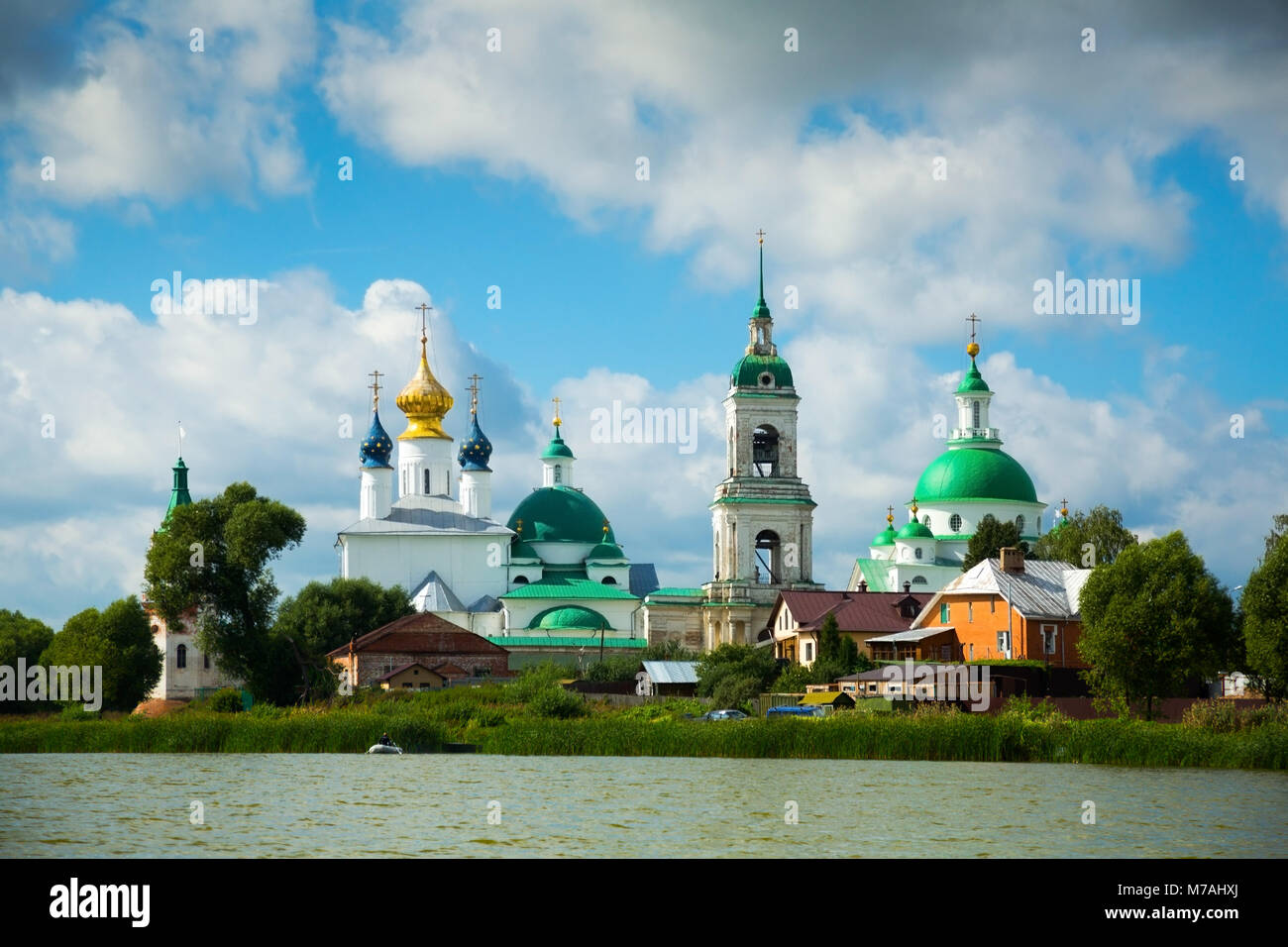 View on Spaso-Yakovlevsky monastery complex from lake Nero located in Rostov, Russia Stock Photo