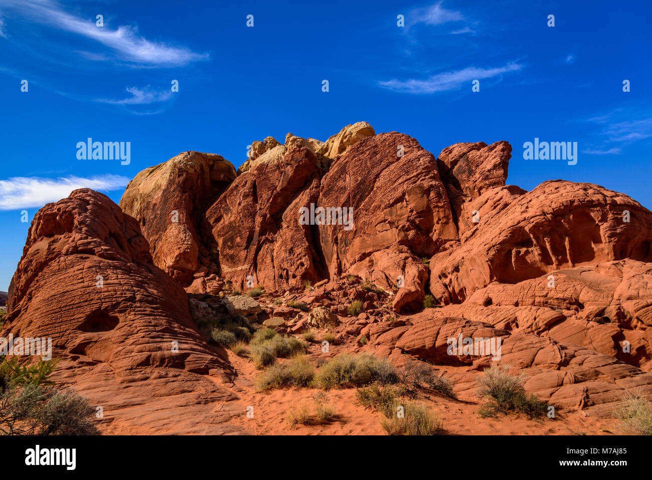 The USA, Nevada, Clark County, Overton, Valley of Fire State Park, rock formations close Rainbow Vista Stock Photo