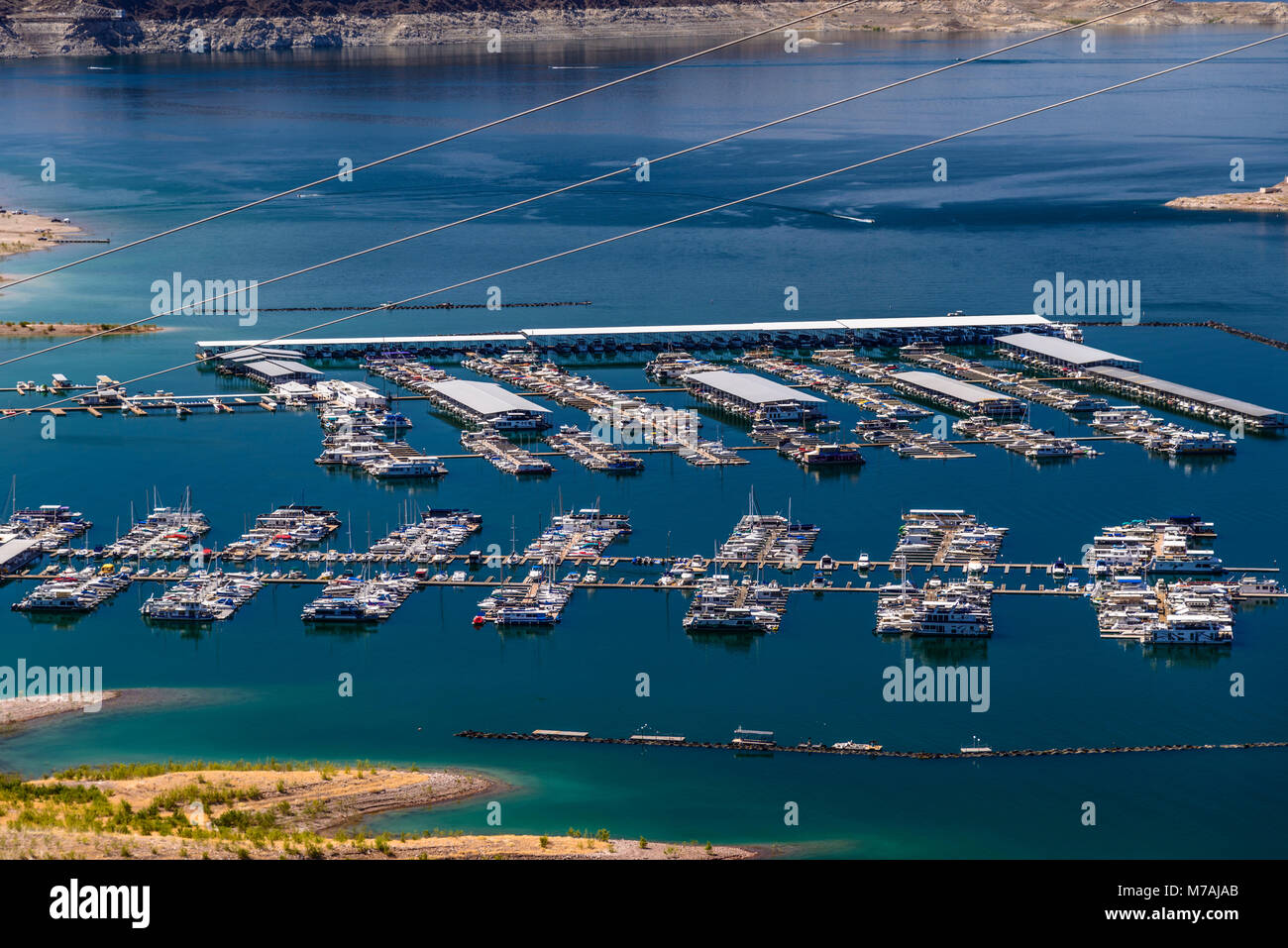 The USA, Nevada, Clark County, Boulder city, Lake Mead National Recreation Area, Boulder Basin, Hemenway Harbour, view from the Lakeview Overlook Stock Photo