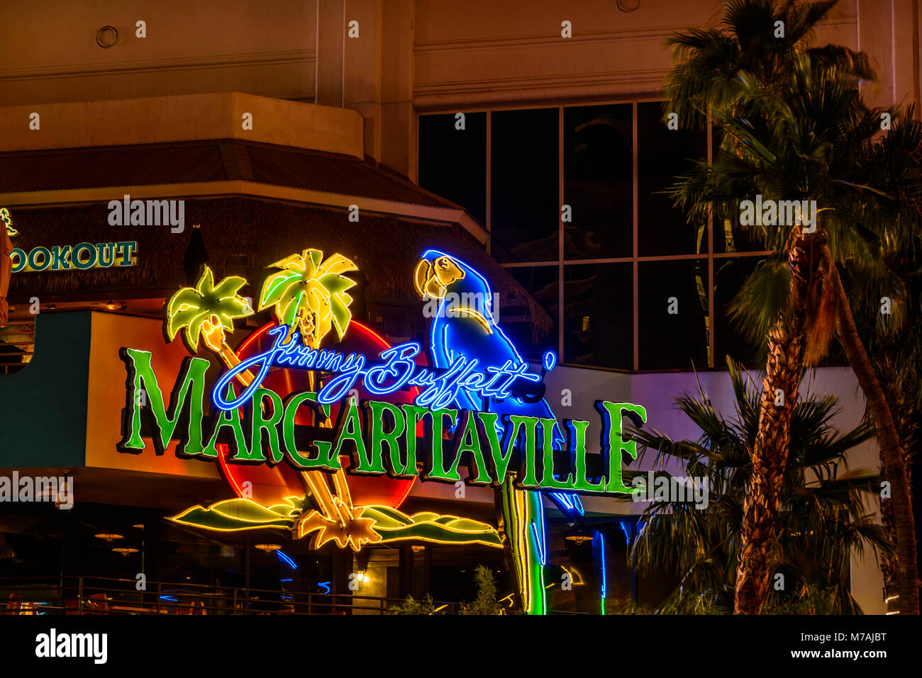 The USA, Nevada, Clark County, Las Vegas, Las Vegas Boulevard, The Strip, Flamingo hotel, Jimmy Buffett Margaritaville, entrance Stock Photo