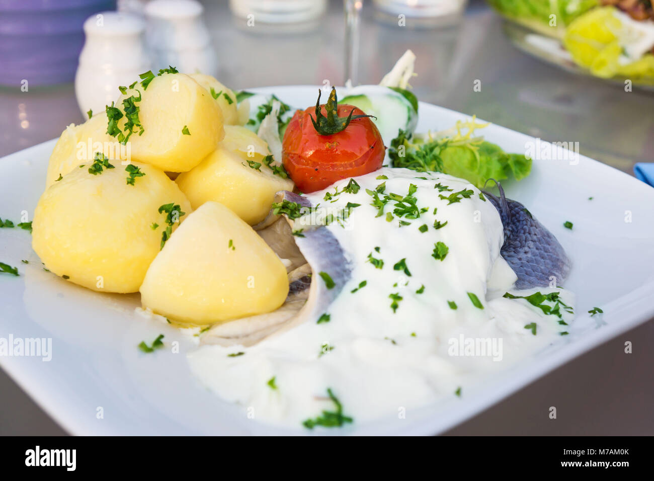 Bismarck herring with cream sauce Stock Photo Alamy