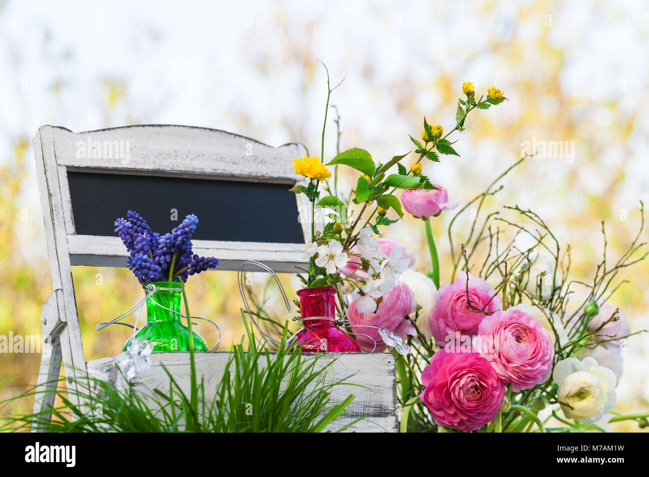 Welcome, spring greeting, buttercups Stock Photo