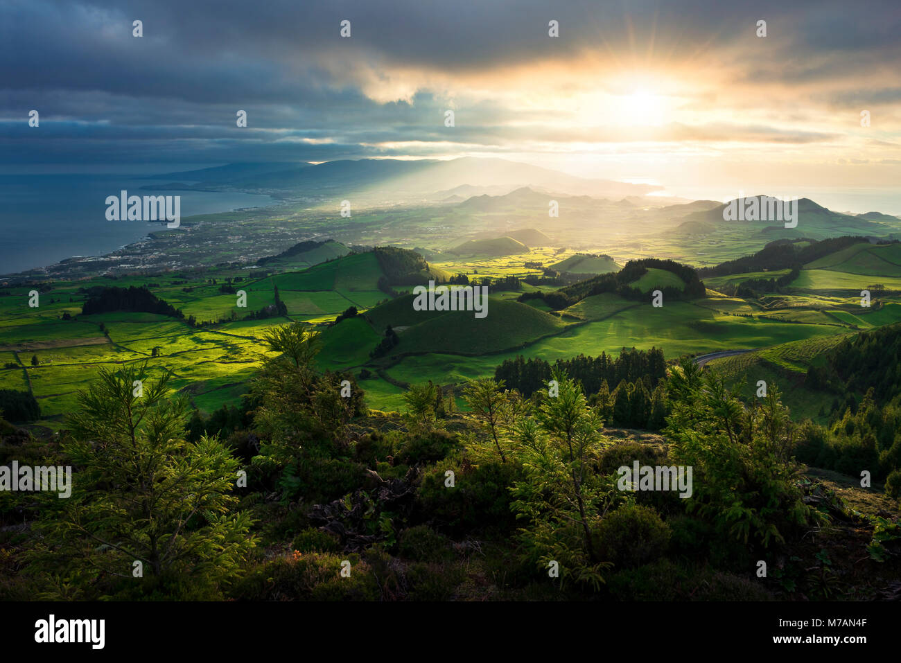 Portugal, the Azores, Sao Miguel, Pico, Carvao, view, island Stock Photo