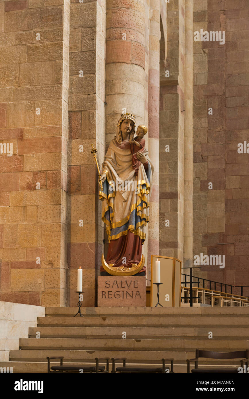 Speyer, Kaiserdom / cathedral, UNESCO World Heritage Site, Plastik Salve Regina, ecclesiastical figure in the altar area Stock Photo
