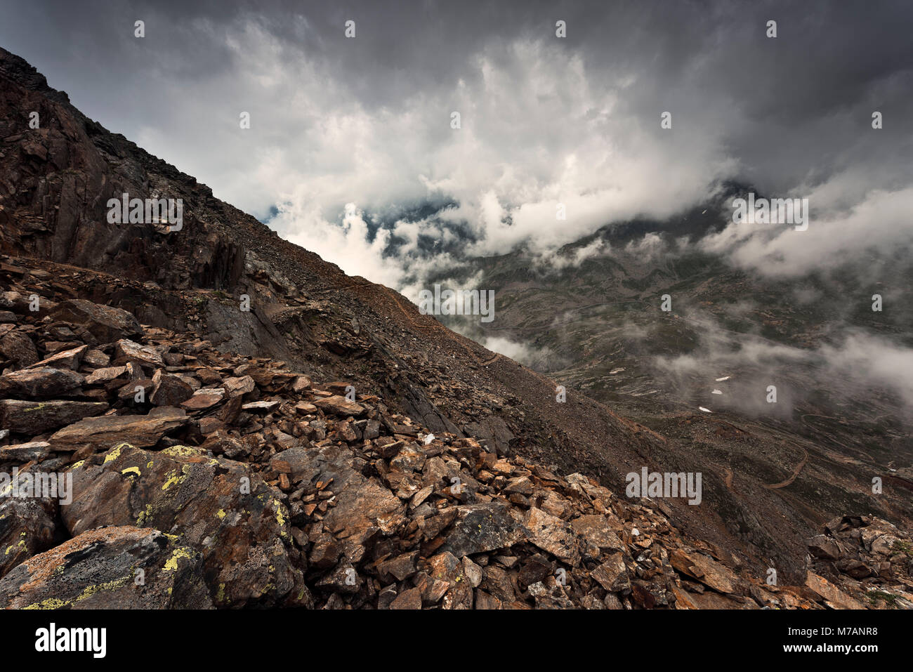 View from Monte Gaviola on Gavia Pass, Lombardy, Italy Stock Photo