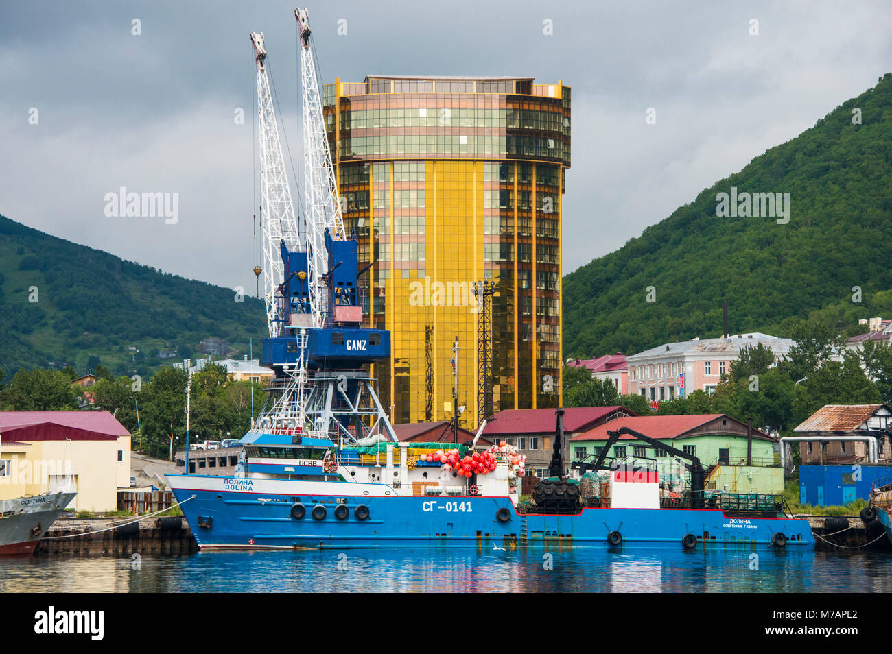 Fishing trawlers in the habour of Petropavlovsk-Kamchatsky, Kamchatka, Russia Stock Photo