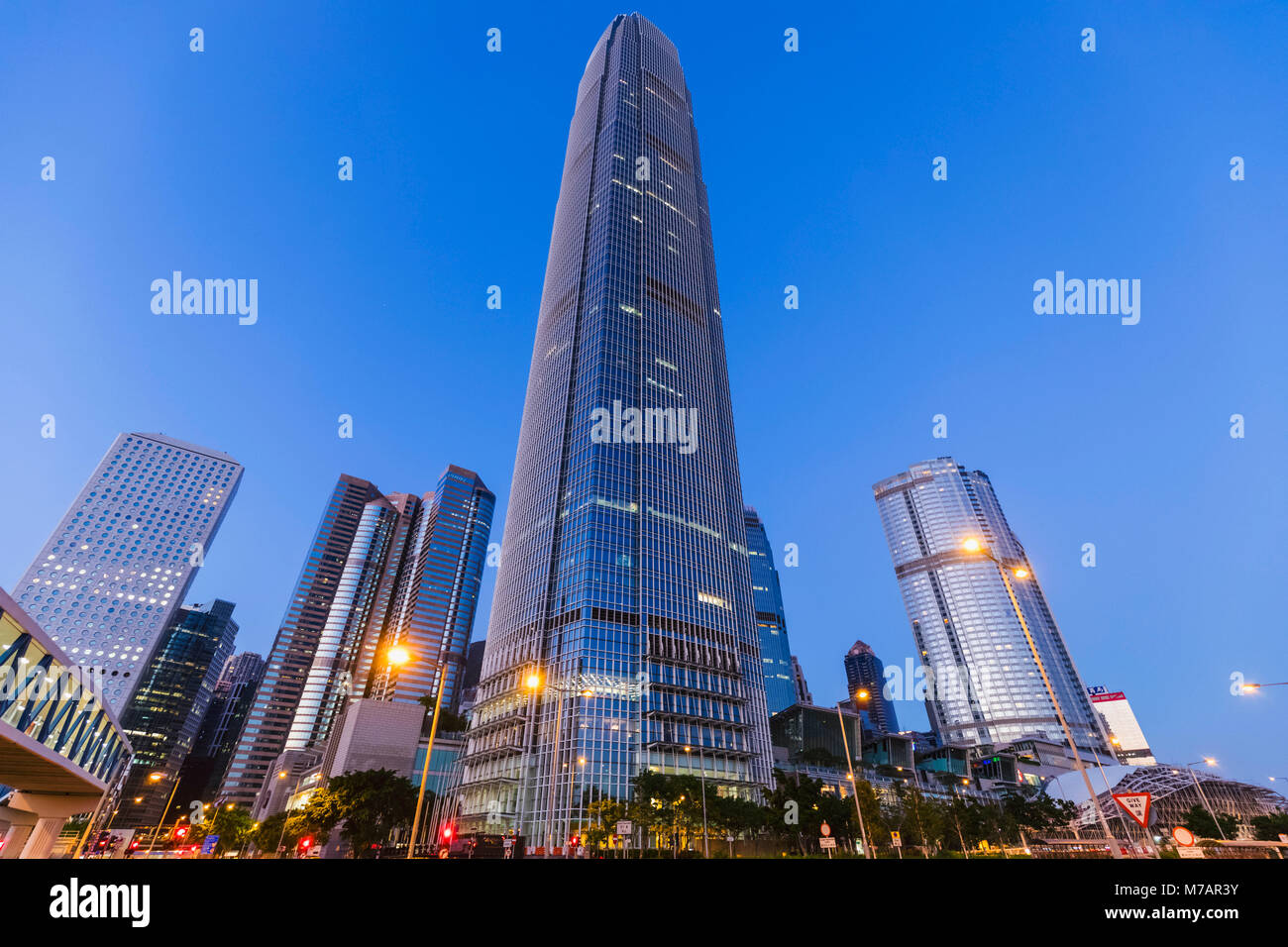 China, Hong Kong, City Skyline and International Finance Centre Building (IFC) Stock Photo
