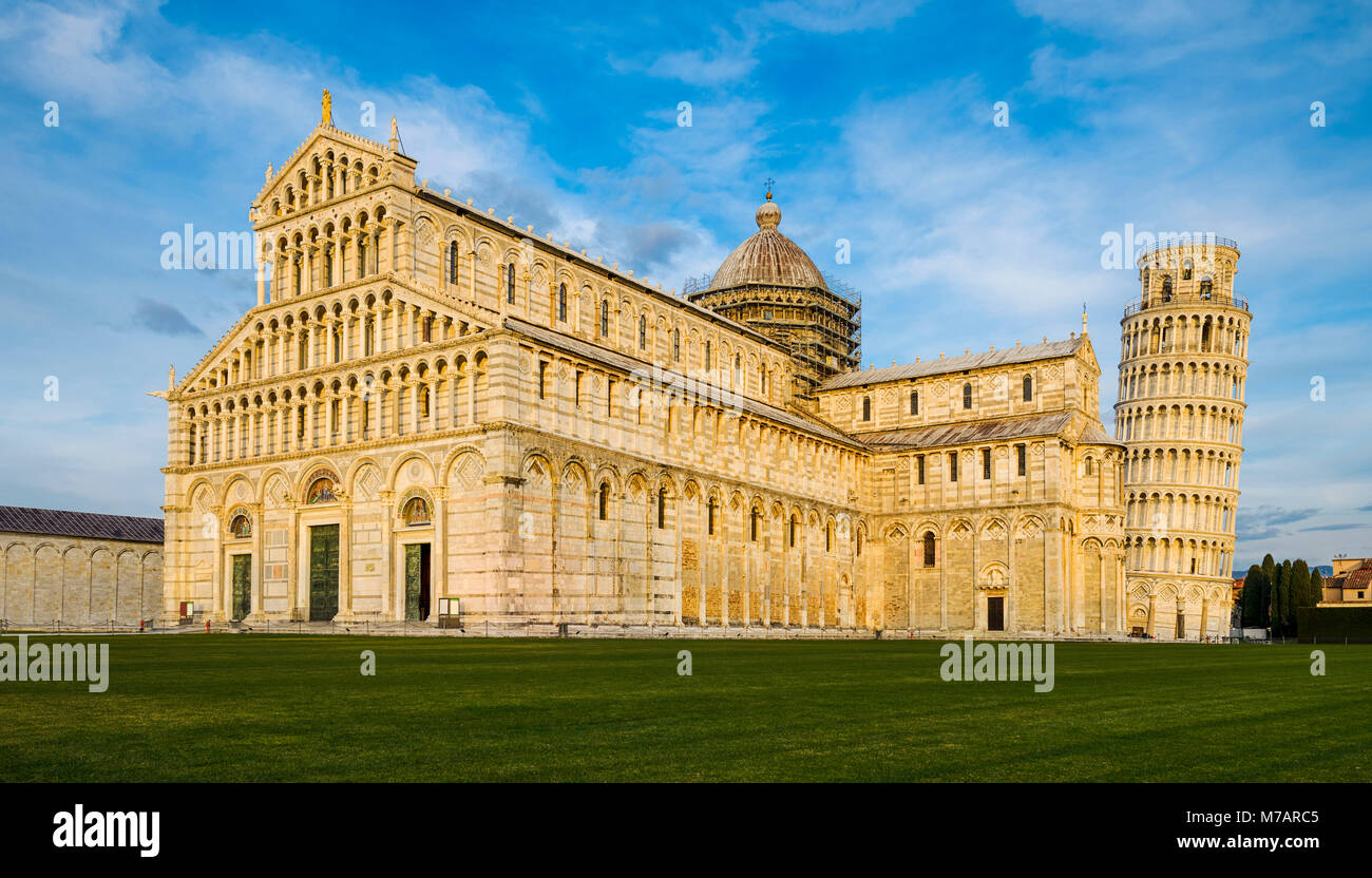 Cathedral and Leaning Tower of Pisa, Italy Stock Photo