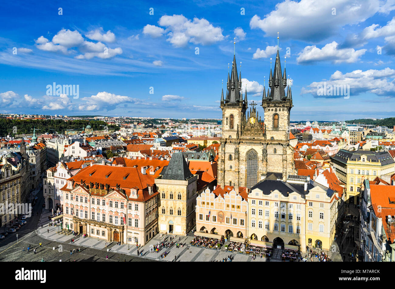 Old Town Square in Prague, Czech Republic on a sunny day Stock Photo