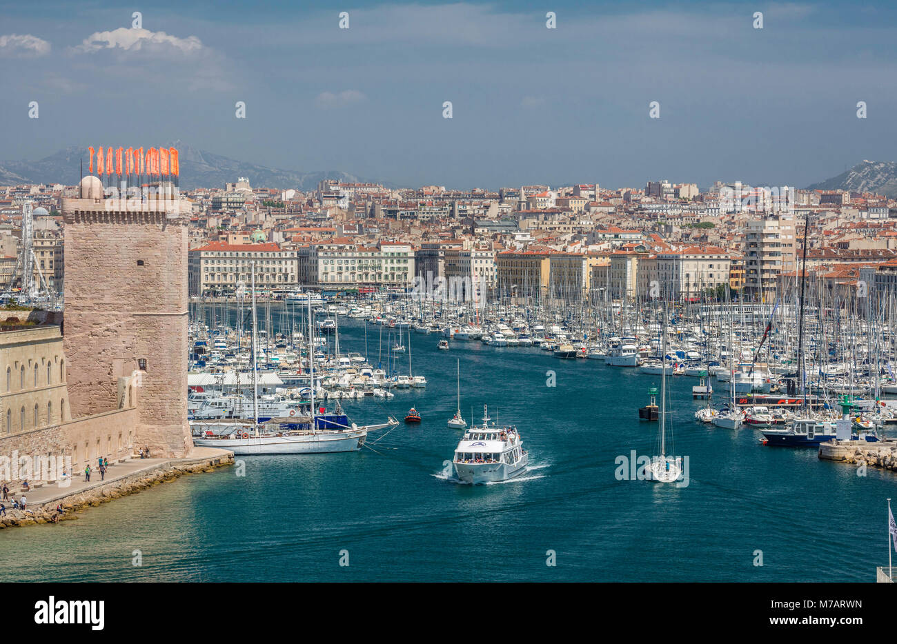 France,Marseille City, skyline, Old port Stock Photo