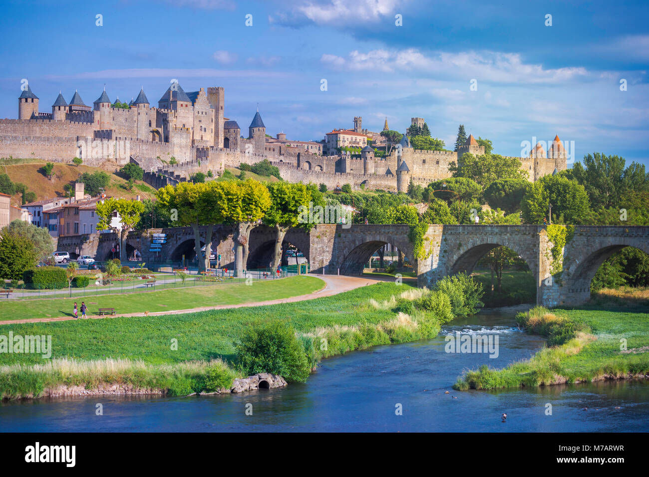 France,  Aude region, Carcassonne city, la cite, medieval fortress, W.H., Stock Photo