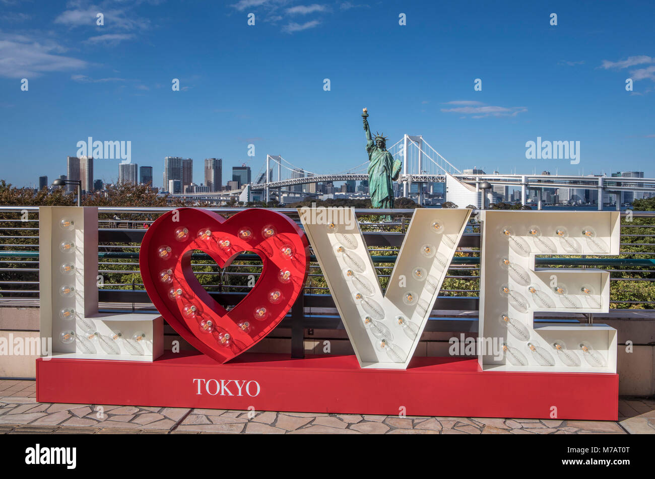 Japan, Tokyo City, Odaiba District, Rainbow Bridge, Stock Photo