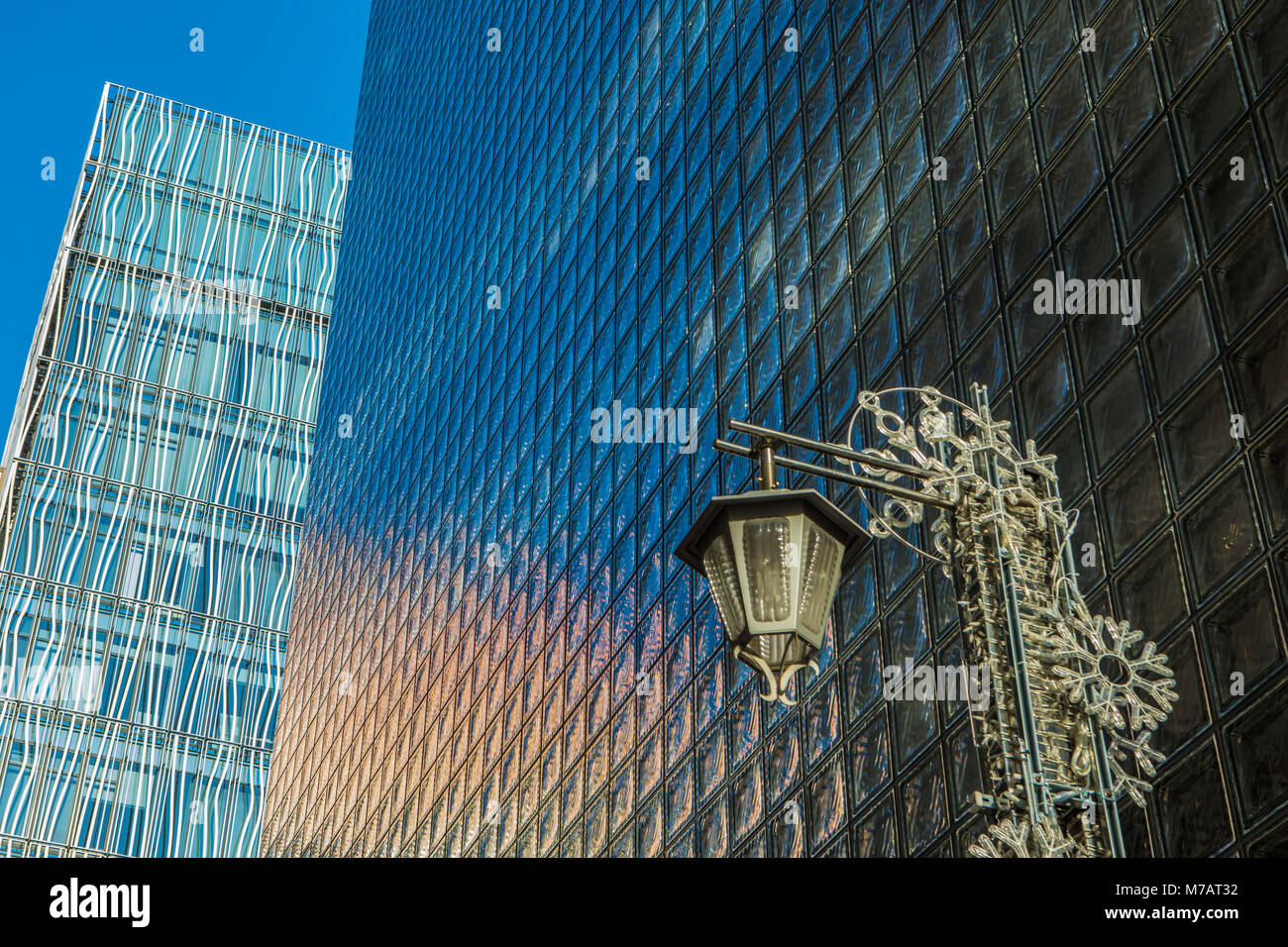 Japan, Tokyo City, Ginza District, Glass Wall Stock Photo