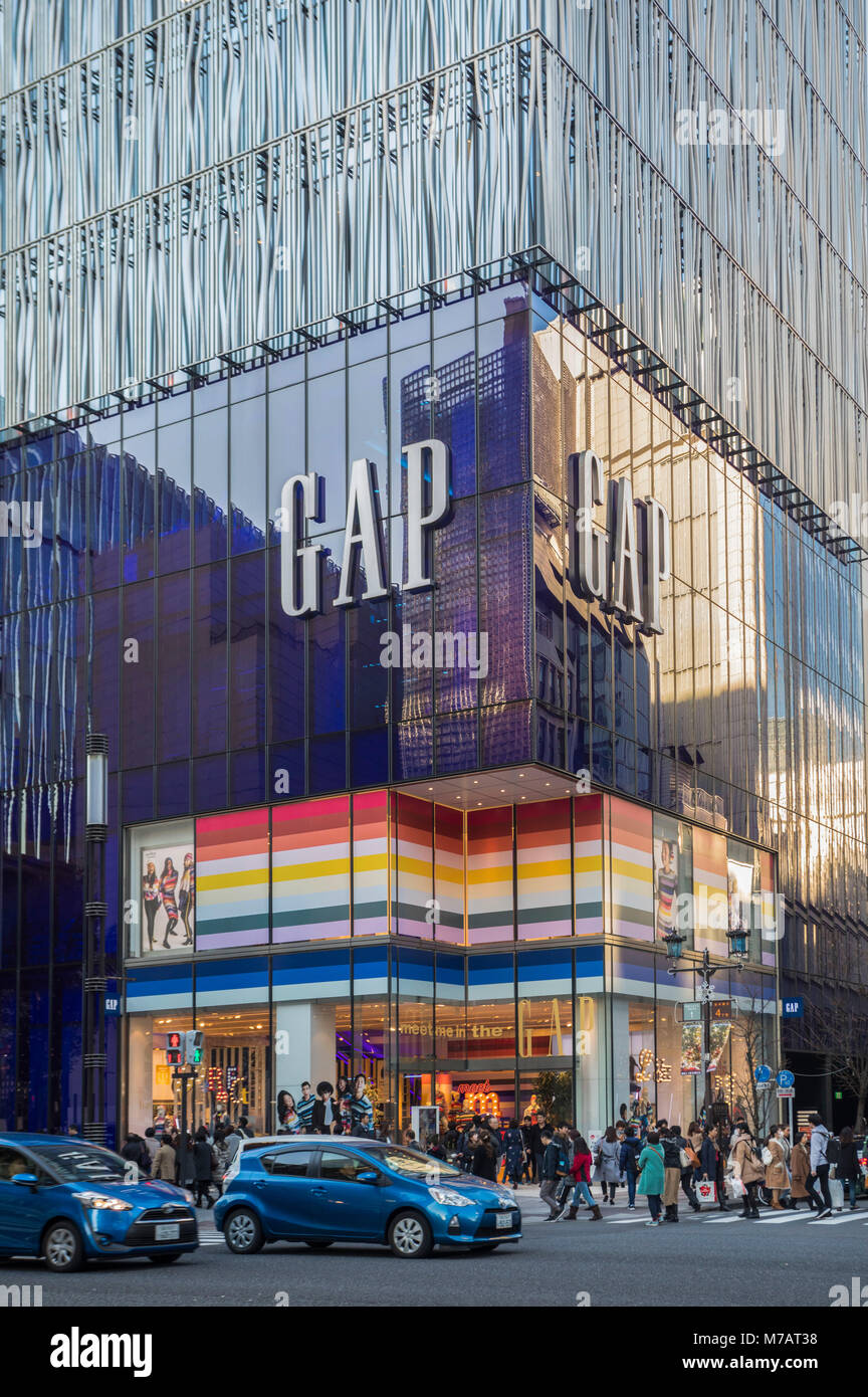 Japan, Tokyo City, Ginza District, Gap Store Stock Photo