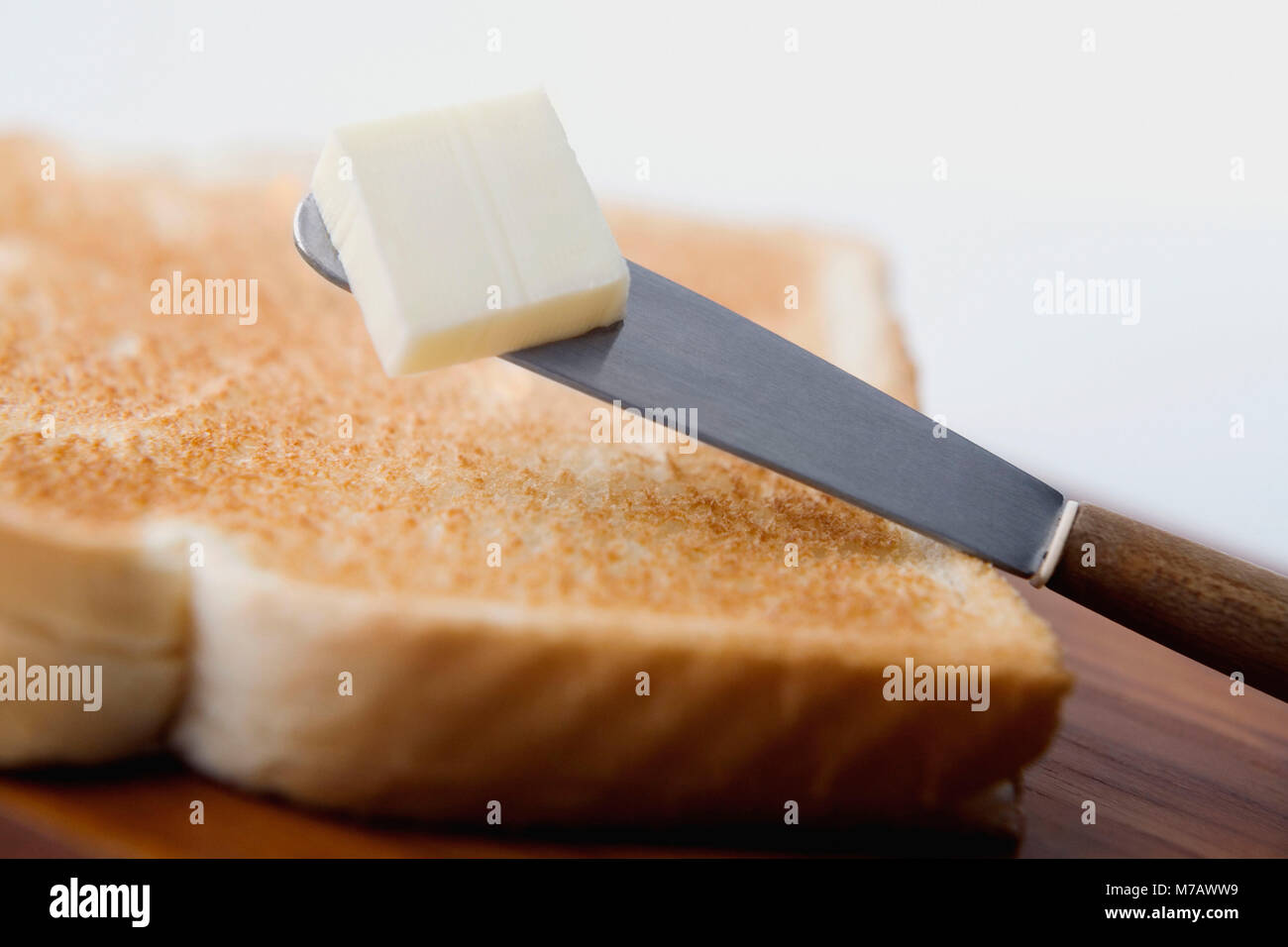 Close Up Of A Butter Knife On Bread Stock Photo Alamy