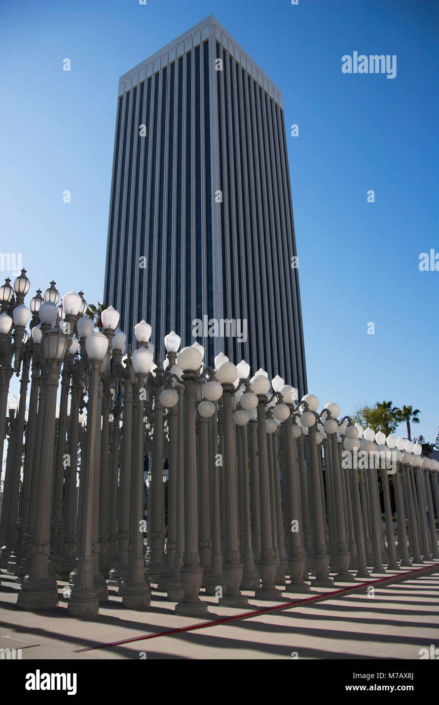 Light sculptures at a museum, Los Angeles County Museum of Art