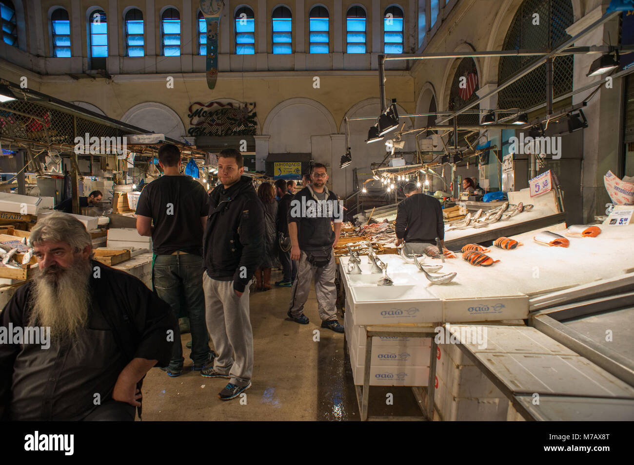 Athens. Meat market, Athenas Road. Greece Stock Photo Alamy