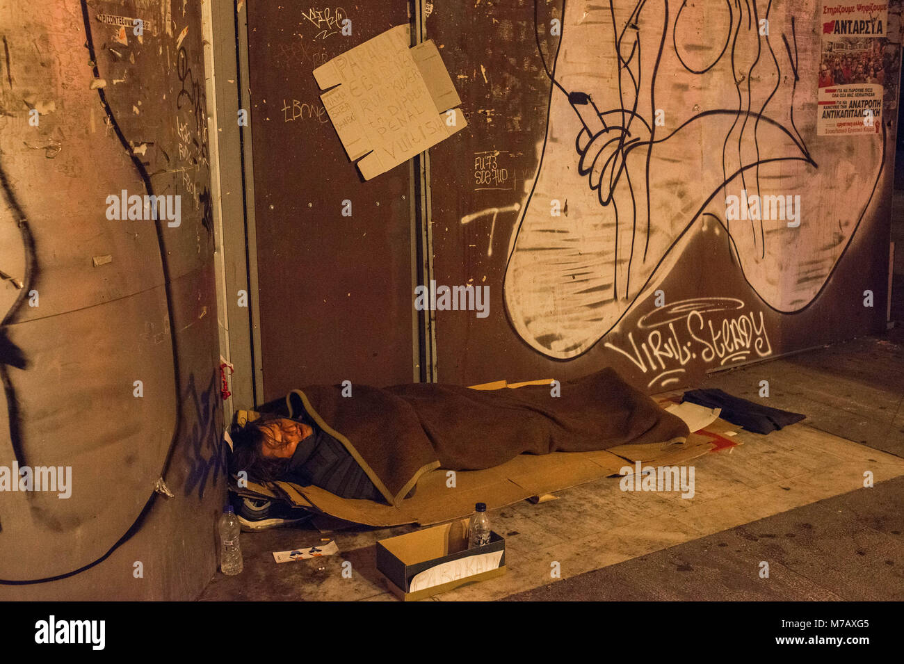 Athens, homeless. Greece. Stock Photo