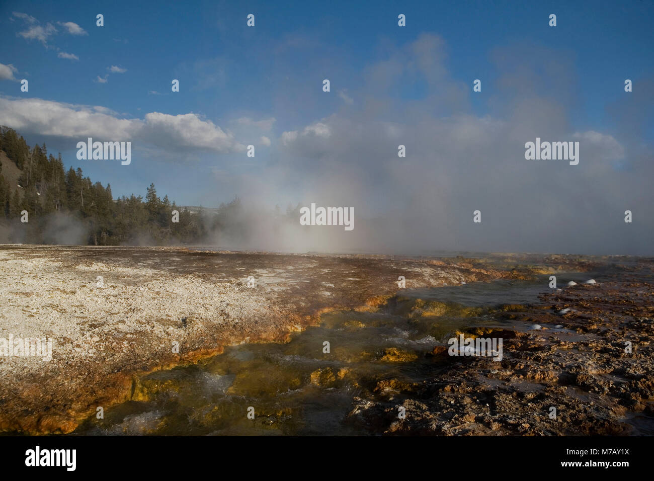 Yellowstone Spring Steam Steam emerging from a hot spring, Grand Prismatic Spring, Yellowstone ...