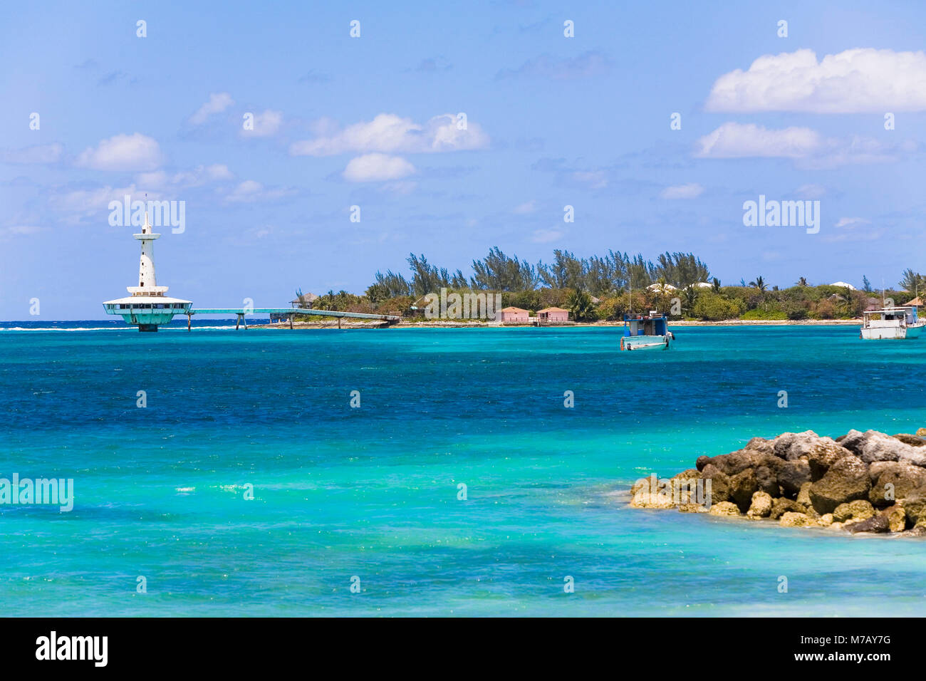 Lighthouse in the sea, Crystal Cay, Nassau, Bahamas Stock Photo Alamy